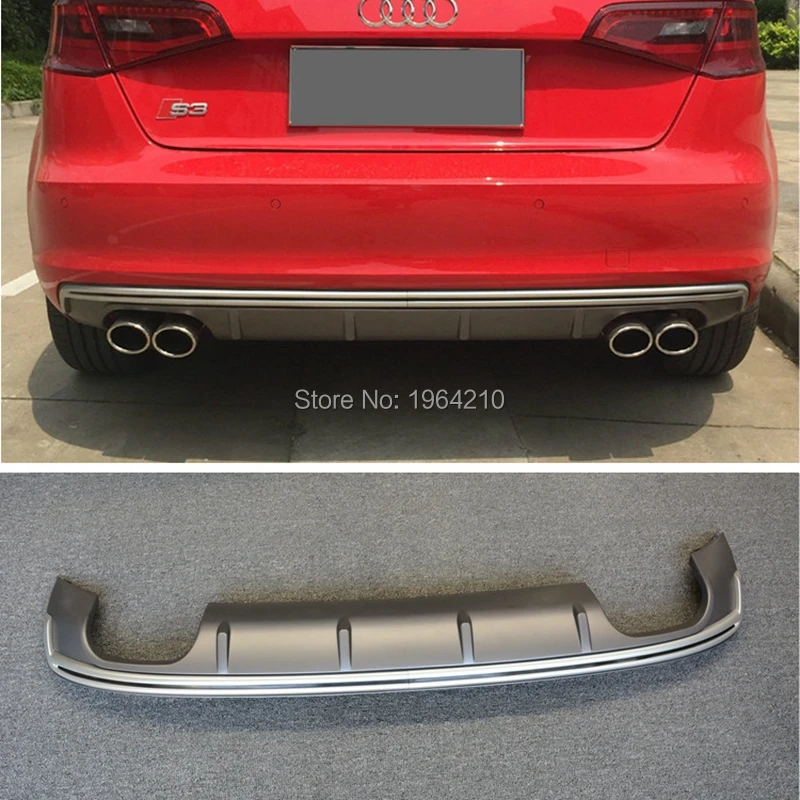 MONTFORD For Audi S3 A3 4Doors 5Doors 2014-2016 PU Rear Spoiler Diffuser Bumper Guard Protector Skid Plate Bumper Cover Trims