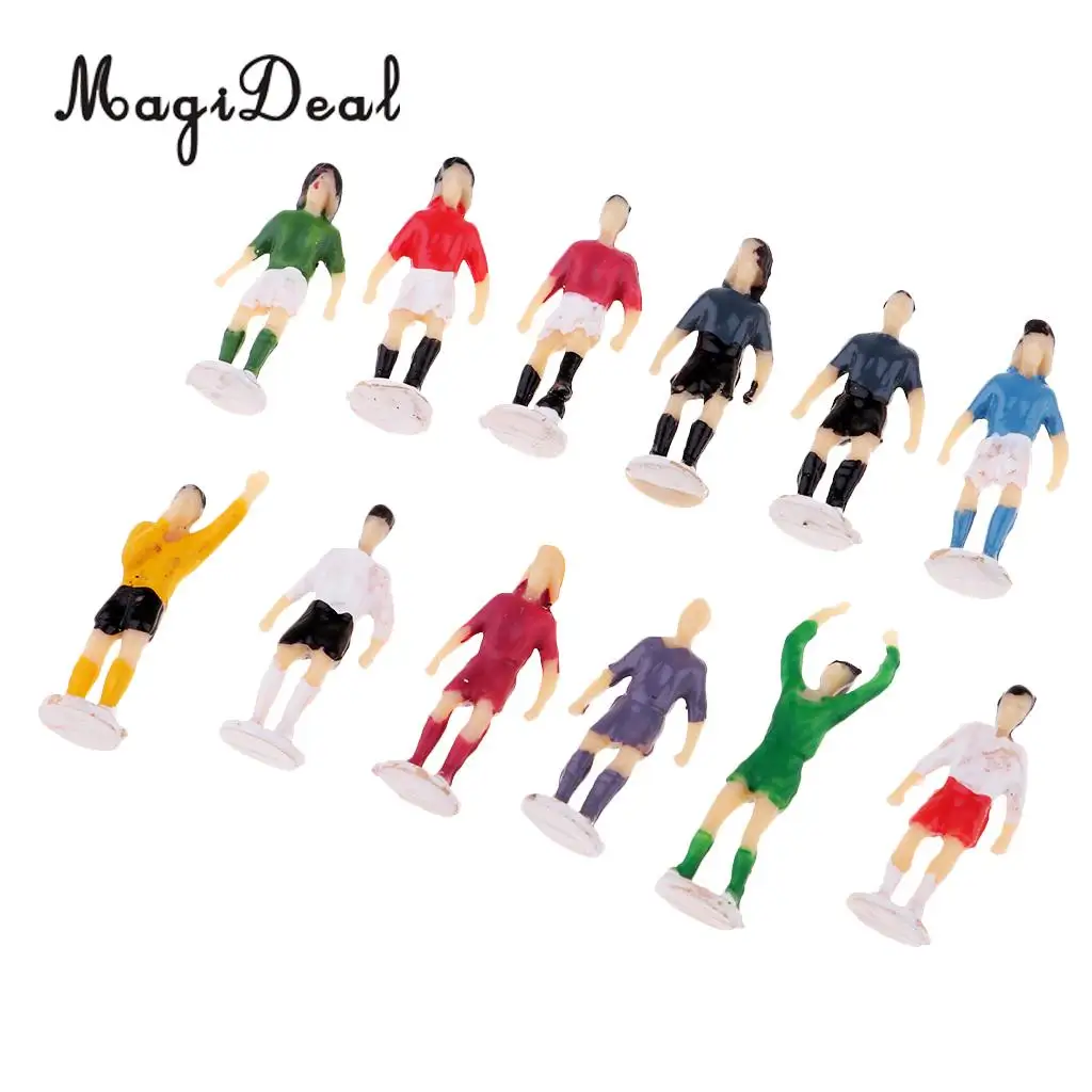 Figura de jugador de fútbol en miniatura a escala 1/87, figura de personas, diseño de paisaje, HO OO, 12 Uds.