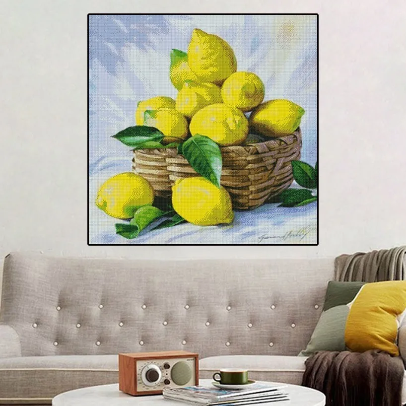 Pittura diamante 5D fai da te frutta limone mosaico paesaggio diamante ricamo punto croce immagine strass decorazioni per la casa regali