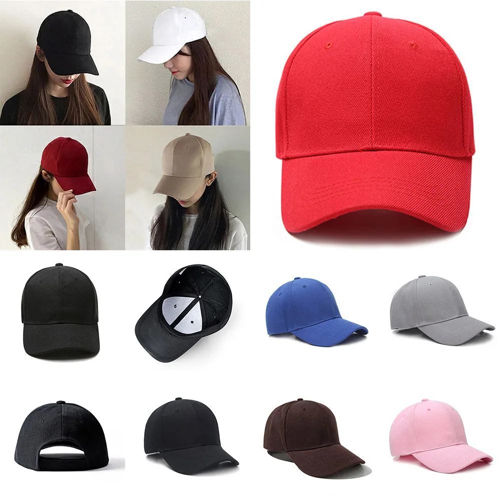 

2019 Summer Men Women Plain Curved Baseball Caps Hat Casual Adjustable Solid Color Sun Visor Outdoor Couple Hip Hop Caps Gorras