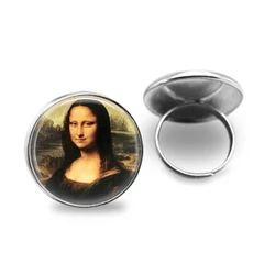 Mona Lisa Renaissance Retro Rings Men Glass Cabochon Art Picture Ring Mona Lisa Jewelry