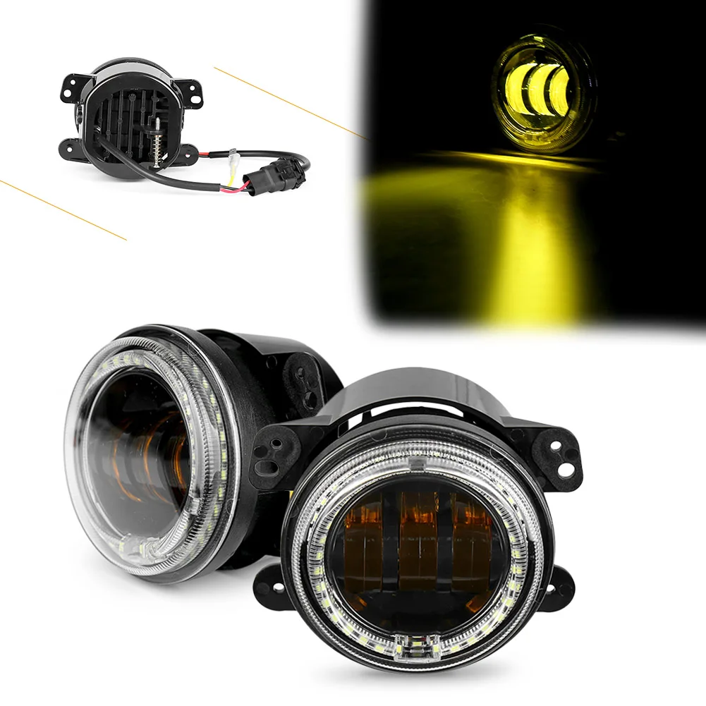 LED Projector Fog Lights Driving Lamp+White DRL For Jeep Wrangler Grand Cherokee & for Dodge journey Magrum Charger Chrysler 300