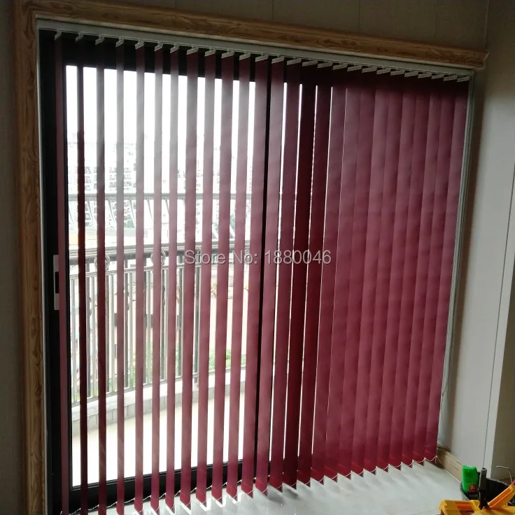 High-Grade Wine Red Color Vertical Blinds Shading Blinds Persianas Verticales Decorative Screen For Living Room/Bedroom/Office image 2
