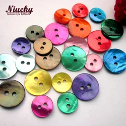 Niucky 11mm / 15mm high quality colorful pearl shell buttons mother of pearl shell buttons for sewing or decoration S0101m-002