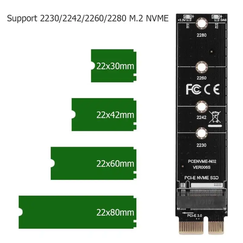 NVME Adapter Card PCIE M.2 SSD to PCI-E3.0 1x High Speed Extension M Key NGFF Converter adapter Card for Samsung 960EVO