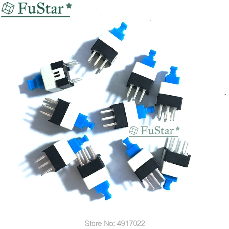 50PCS/Lot 7X7mm 7*7mm 6Pin Push Tactile Power Micro Switch Self lock On/Off button Latching switch Self locking 7*7 7x7 mm NEW