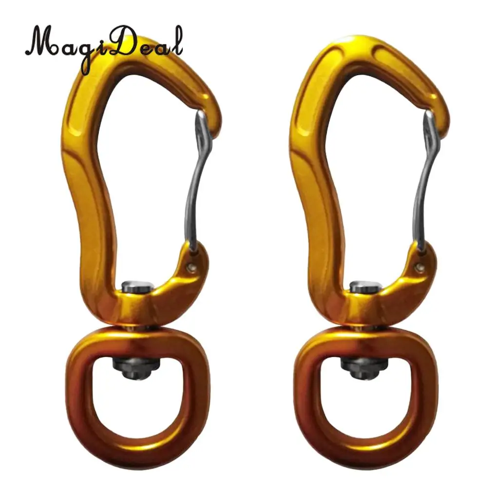 Outdoor 1 Pair Rock Tree Climbing Swivel Carabiner Hanging Connect Hook Camping 71/76mm round eye for Camping Caving Climbing