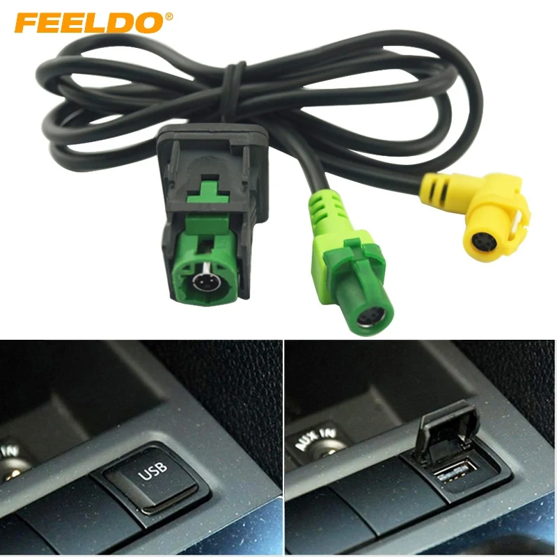 

FEELDO 10Set Car OEM RCD510 RNS315 USB Cable With Switch For VW Golf MK5 MK6 VI 5 6 Jetta CC Tiguan Passat B6 Armrest Position