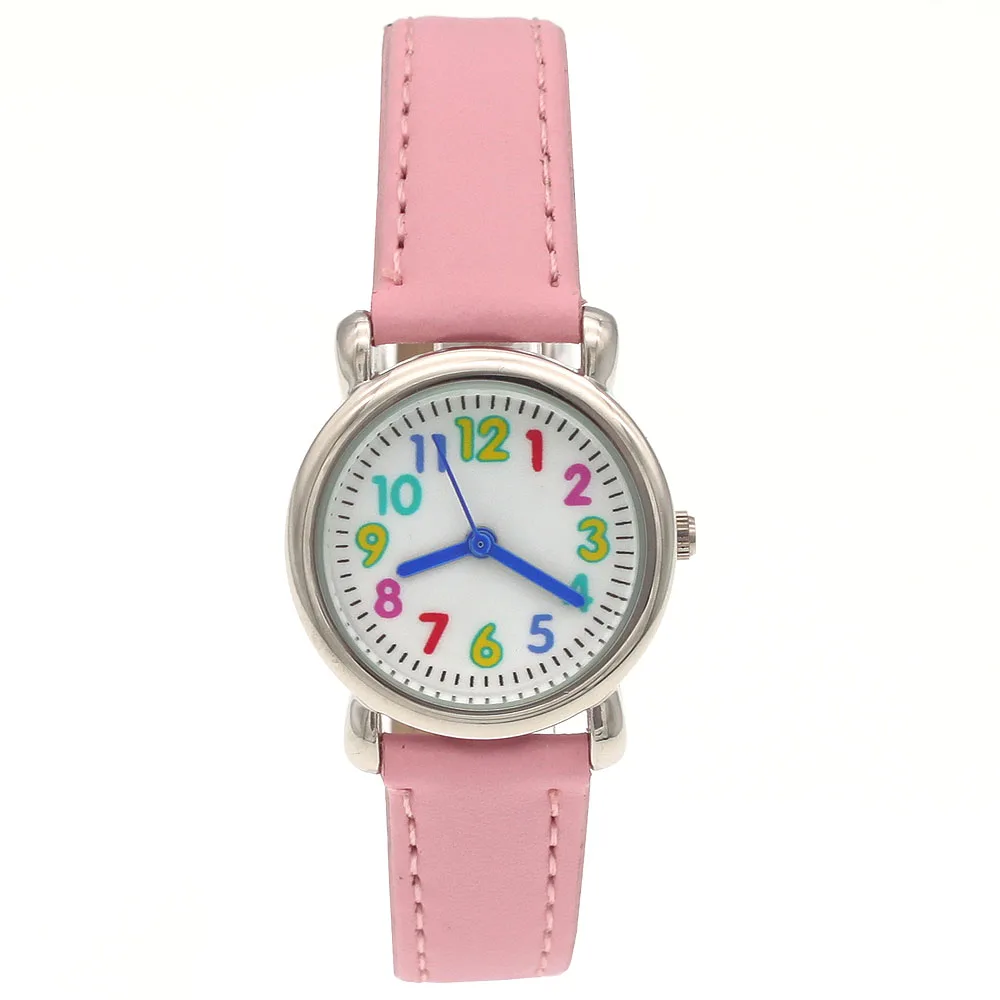 10pcs/Lot, Mixed Bulk Coloured Dial Kids Watches Girl Boy Children's Gift Leather Quartz Student Kids Wristwatch Child Gifts