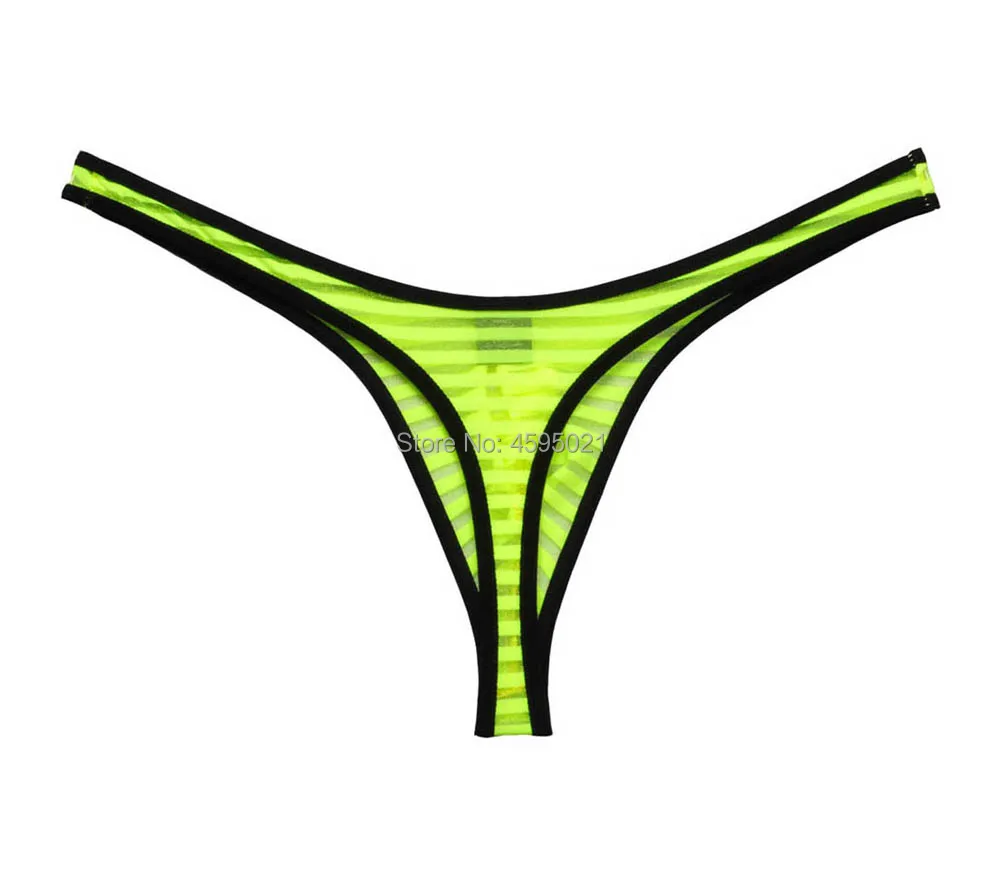 Men See-through Thong Mesh Stripe Jockstrap Micro T-back Underwear Male Border G-string Pants