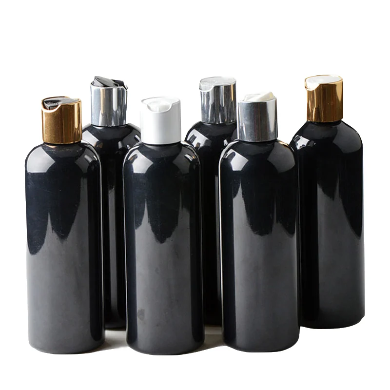 30pcs 300ml Disc top Cap black bottle Empty Plastic Bottle PET Lotion Bottle travel size plastic empty bottles for Shampoo 10oz