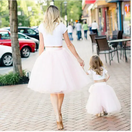 7 Lapisan Midi Tulle Rok untuk Anak Perempuan Fashion Tutu Rok Wanita Renda Bola Gaun Pesta Petticoat Lolita Faldas Rok jupe