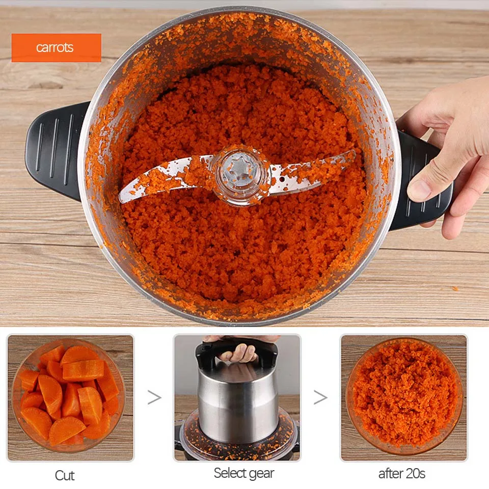 6L เครื่องบดเนื้อขนาดใหญ่ความจุไฟฟ้าสแตนเลส Chopper พริกกระเทียมผักถั่วแครอทเครื่องบดในครัวเรือน