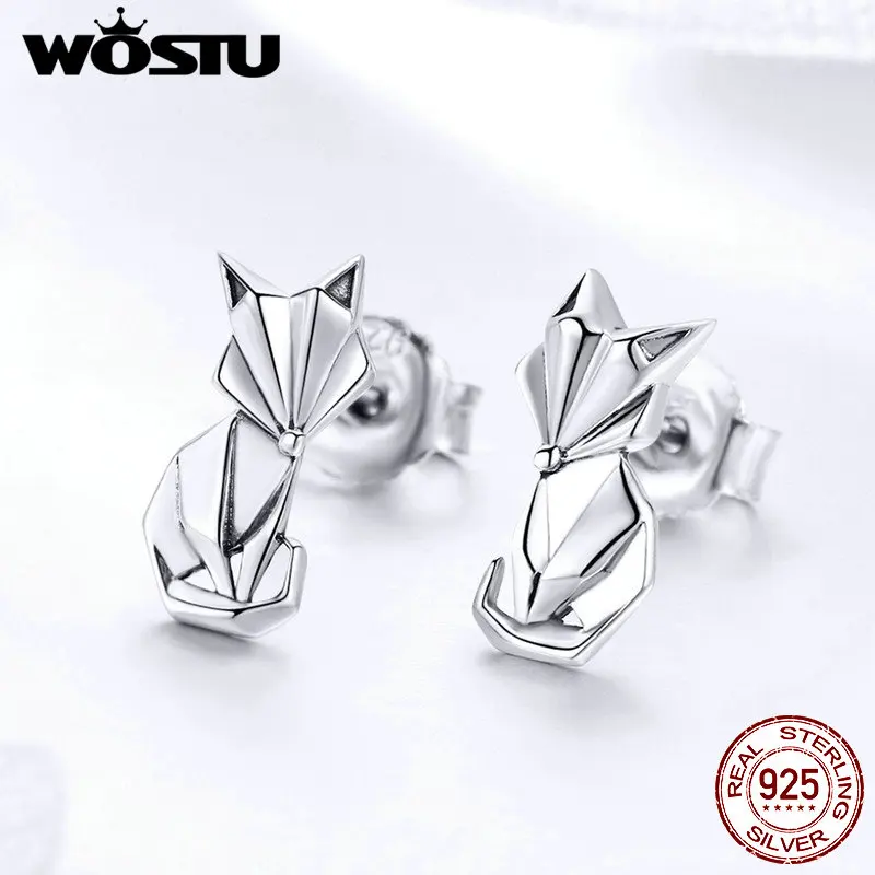 WOSTU Hot Fashion 925 Sterling Silver pieghevole Fox orecchini per le donne festa di fidanzamento romantico regalo di lusso gioielli CQE526