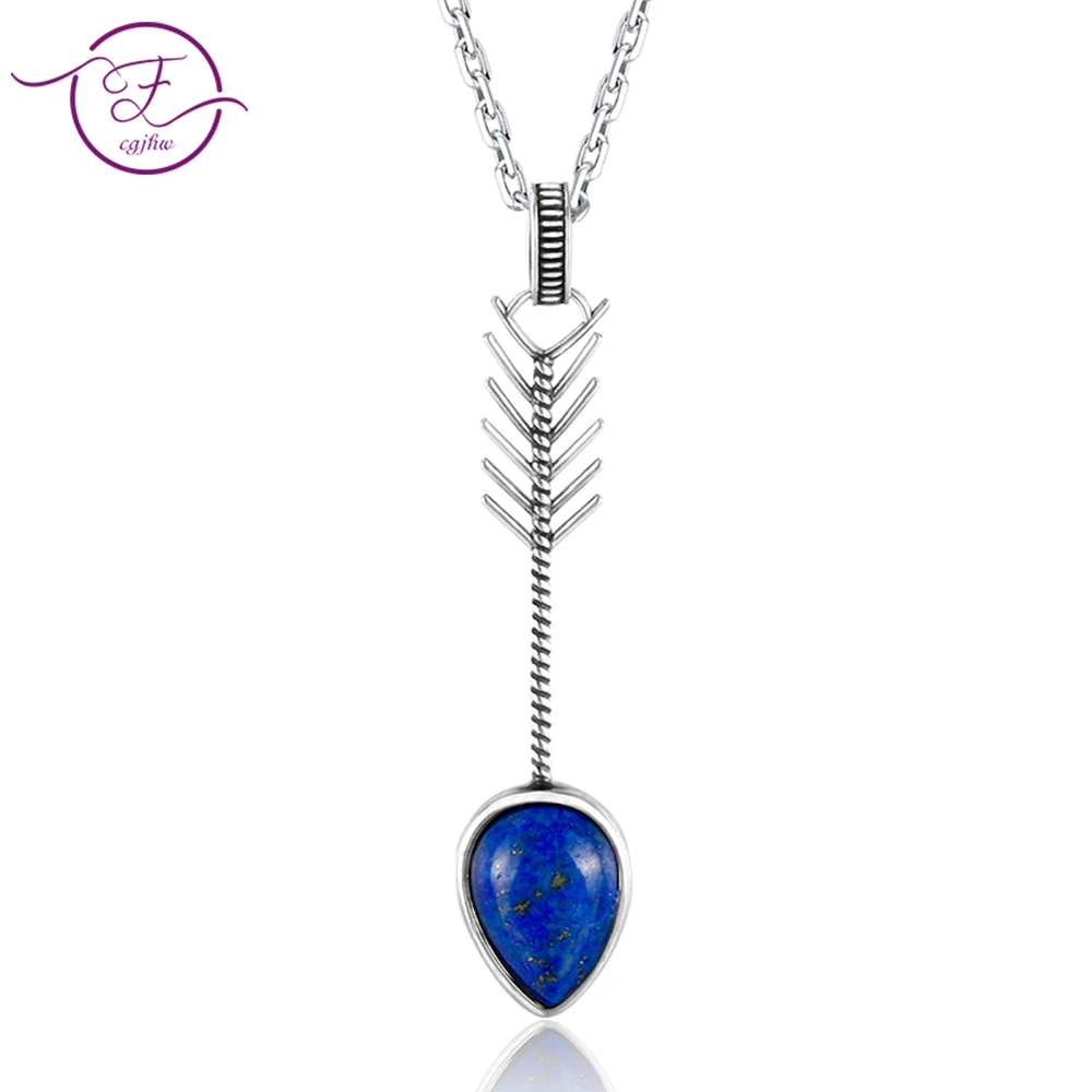 

DIY Pure Sterling Silver Vintage Pear shapeSky Blue Topaz Lapis Pendants Necklaces Women's Handmade Fine Jewelry Gifts Wholesale