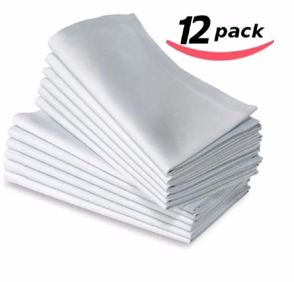 

12PC COTTON RESTAURANT DINNER CLOTH LINEN WHITE 50x50cm PREMIUM HOTEL NEW NAPKINS12