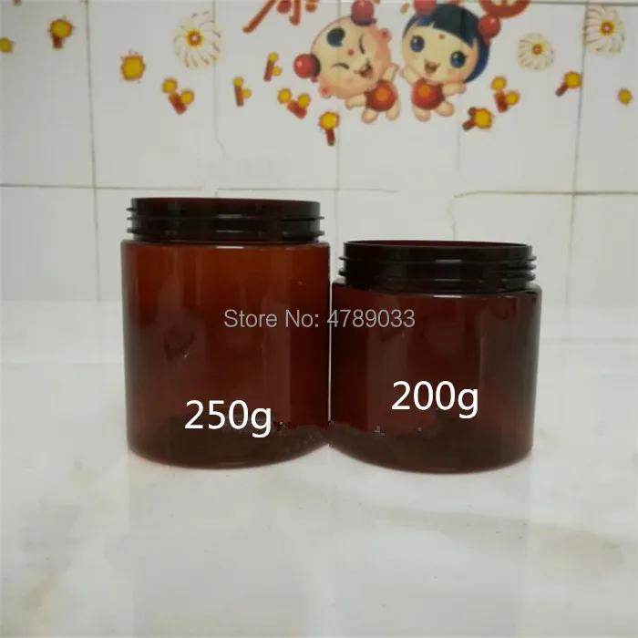 10/30pcs 200g 250g Amber Plastic Cosmetic Cream Jar Refillable Empty Body Lotion Bottle Facial Mask Packaging Containers