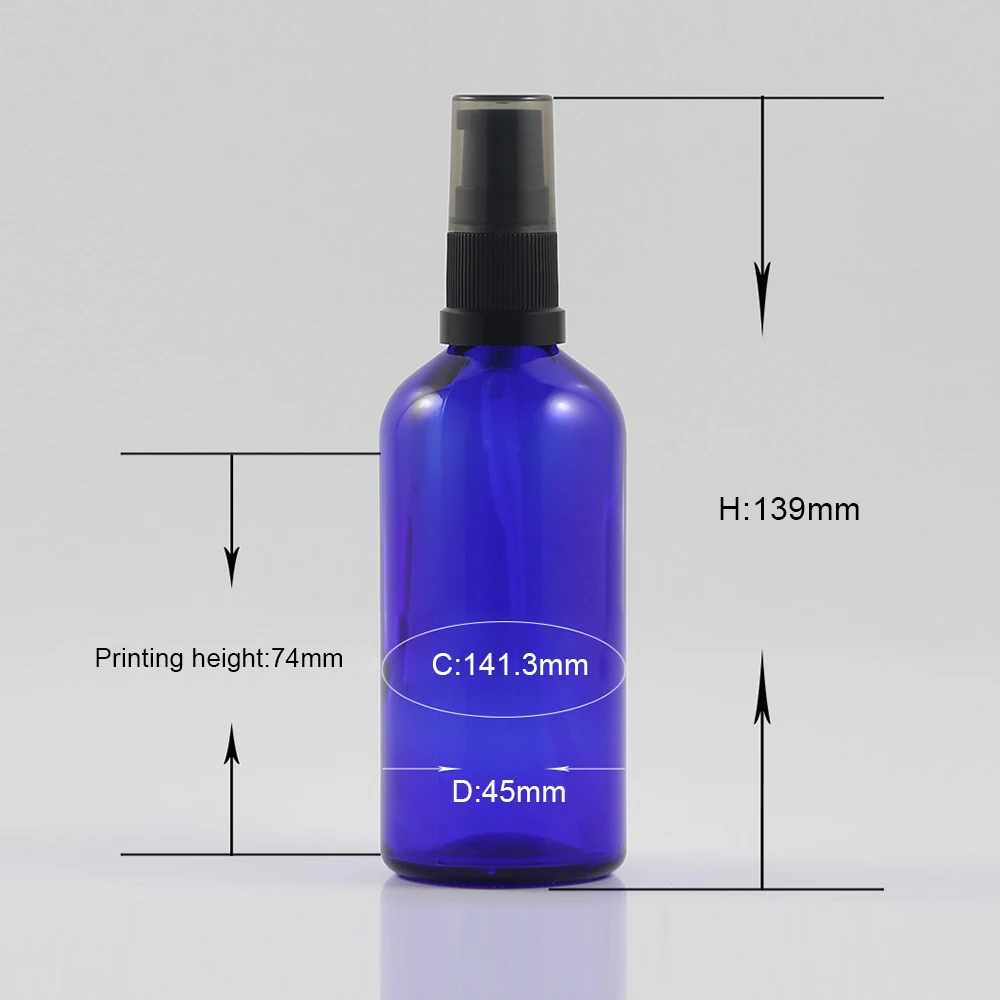 

100PCS A LOT 100ML cobalt blue glass bottles, Lotion bottle glass cosmetic packaging 100ml