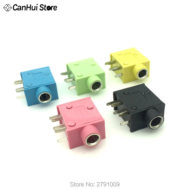 10Pcs PJ215 PJ325 3.5mm Five colours Stereo Headphone Connector Adapter Power Plug Audio Video Jack Socket Plug PJ-215