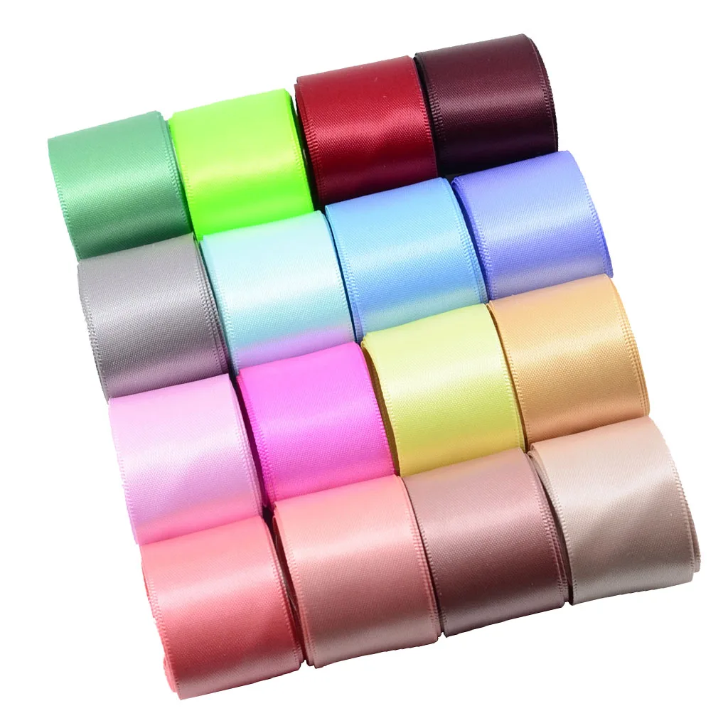 fityle 16 Colored Set Double Sided Faced Satin Ribbon for Party Wedding Decoration Gift Packaging Decorating 25mm