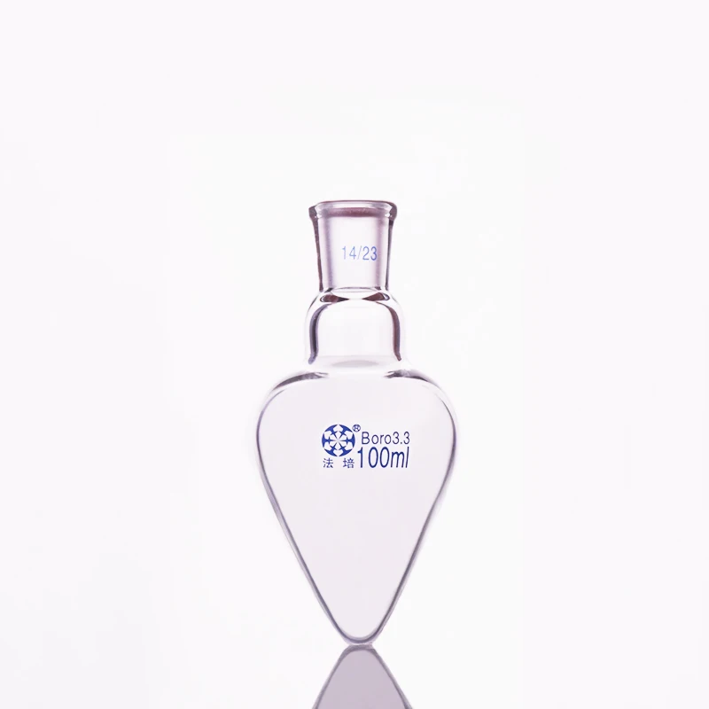 

Pear-shaped flask,Capacity 100ml,Joint 14/23,Heart-shaped flasks,Coarse heart-shaped grinding bottles