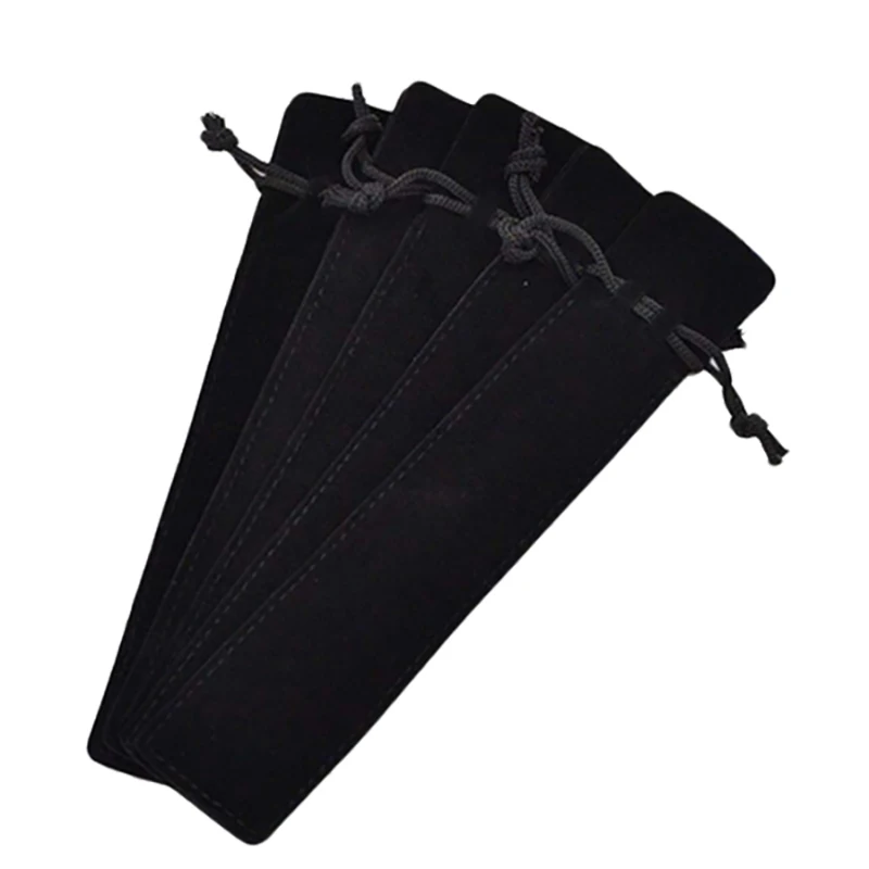 50 Pcs Black Velvet Pen Pouch Sleeve Holder Single Pen Bag Case Pencil Bag