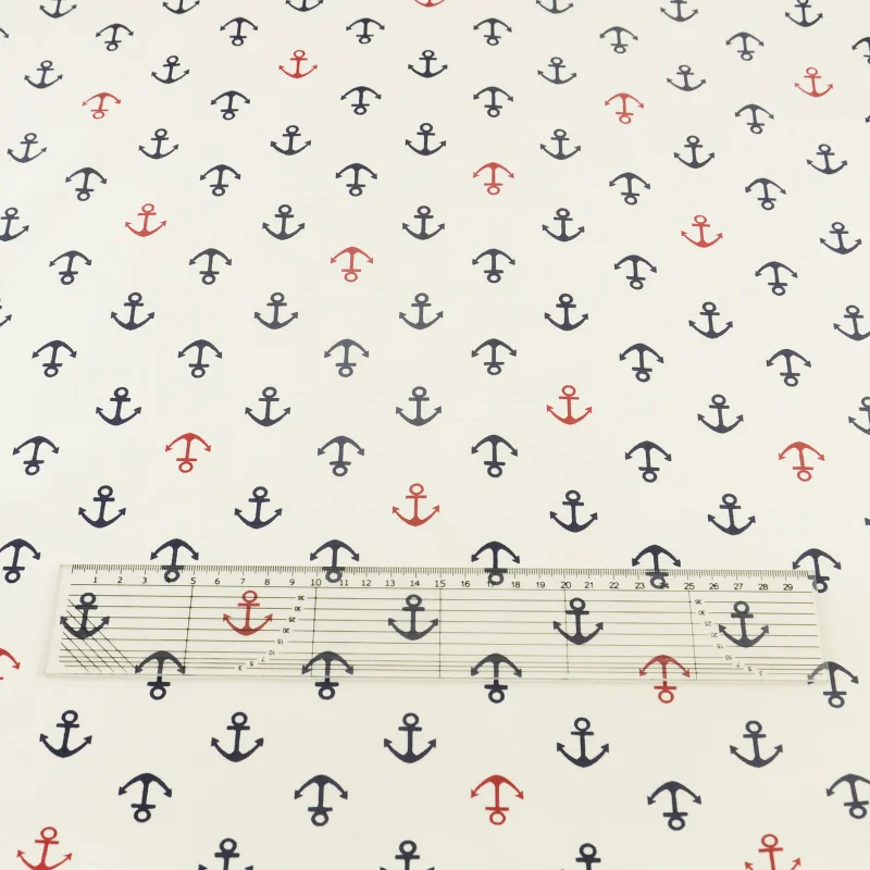 Home Textile Sea Anchors Designs Twill Scrapbooking White color 100% Cotton Fabric Sewing Tilda Quilting Tissue