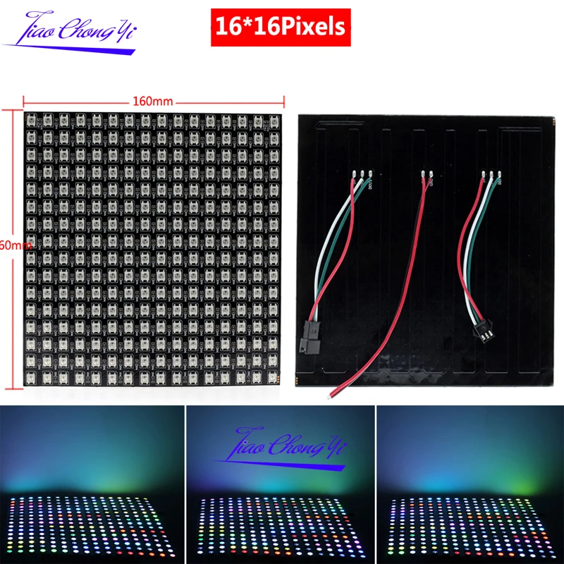 5050 RGB WS2812 Full Color Display Board DC5V 8*8 / 16*16 /8*32  64 256 LEDs Flexible Pixel Panel Screen