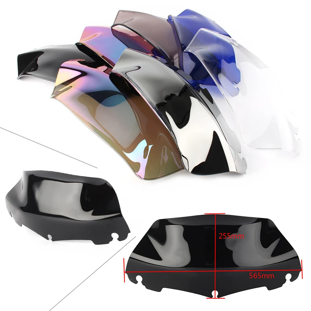 Electra Glide Street Touring Motorbike Windshield Windscreen For Harley 2014 2015 2016  9\'\' 9 Inches Wave ABS Plastic