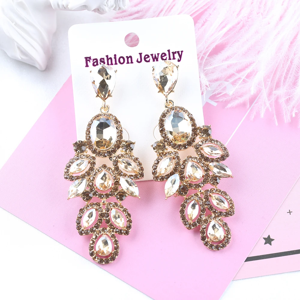 VEYO Luxury Vintage Crystal Drop Earrings for Women AAA Rhinestone Drop Earrings Fashion Jewelry New