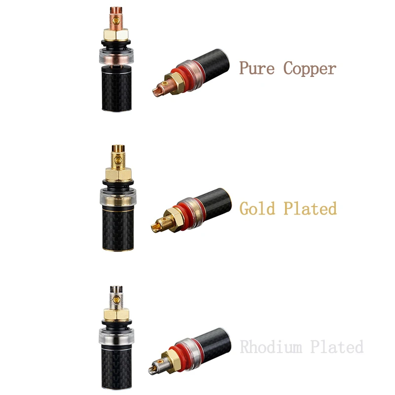 Viborg 4pcs Hi End Audio Binding Post Pure Copper Gold/Rhodium Plated Availabel BP604 Carbon Fiber Speaker Terminals