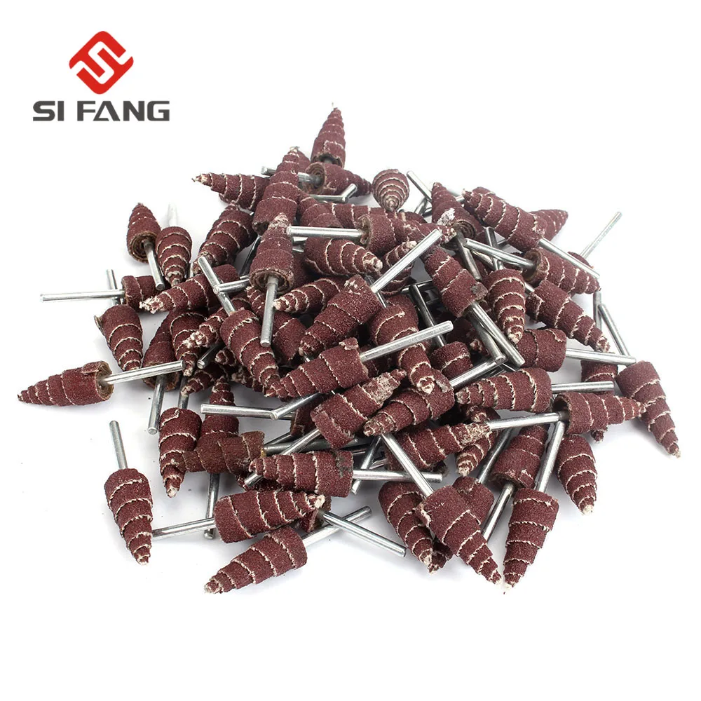 10/30/50Pcs Cone Shape Mounted Point Grinding Head Sandpaper Flap Sanding Wheel 320# With 1/8\