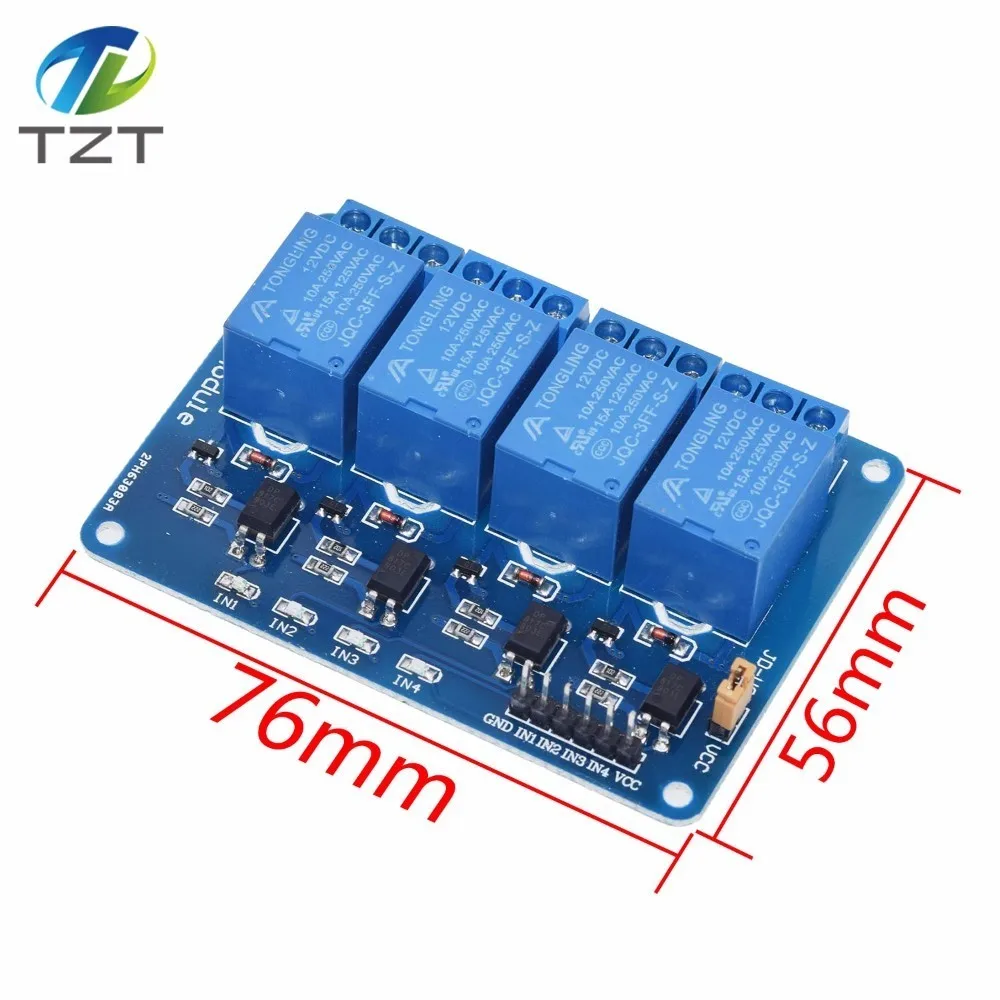 Módulo de relé con optoacoplador TZT 5v 1 2 4 6 8 canales Salida de relé de 1 /2 /4/6/8 vías, módulo de relé de 12V y 24V para arduino azul