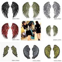 Lantejoulas Angle Wings Patch para Vestuário, Apliques Bordados, Cap Ferro em, Acessórios de Vestuário DIY, Emblemas de Tecido, BU196, 1 Pares