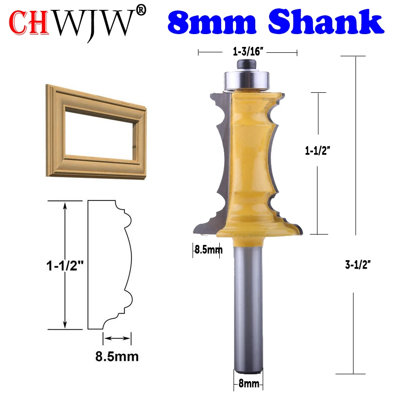 Chwjw 1pc mm Shank 11 Mitra Quadro de Moldagem Router Bit Linha Faca Porta Faca Tenon Cortador para Ferramentas para Trabalhar Madeira