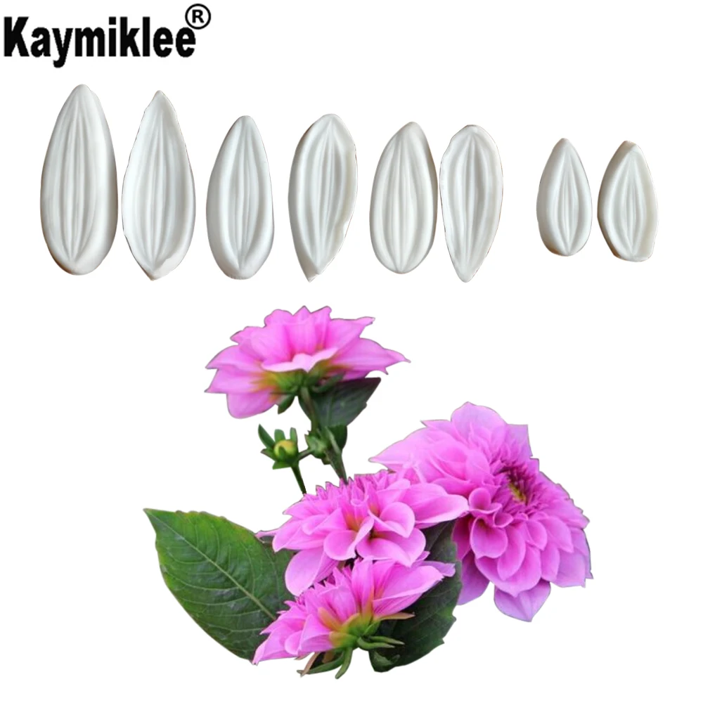 

Dahlia Silicone Veiner Mold Cake Decorating Fondant Impression Flower Mold Sugarcraft Cake Pressing Clay Mold M2157