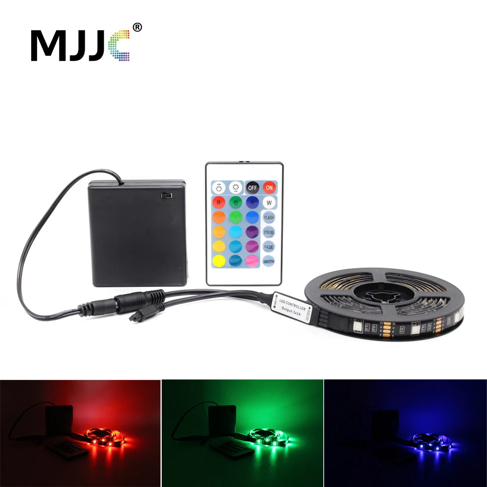 LED Strip Battery Operated Tira LED RGB Stripe 5V Adjustable Waterproof  Battery Powered Remote Control Camping Decorative Lamp