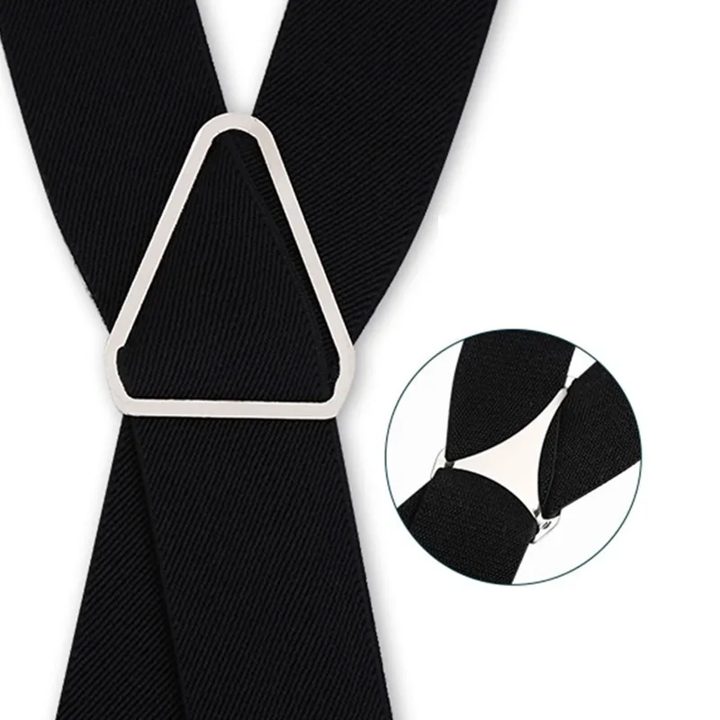 2.5cm width Triangle Metal X Back Suspensorio Classic 4 Hook Clip High Elastic Business Men Gift Suspenders Husband Father