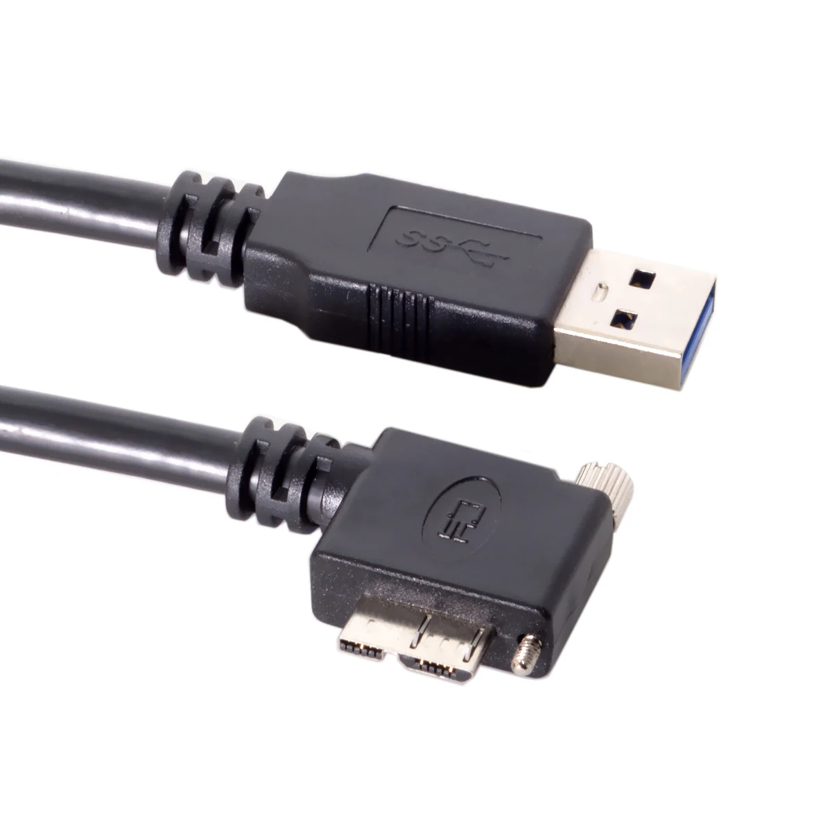 Cablecc CYSM USB 3.0 A type male to 90 Degree Right Angled Micro USB Screw Mount Data Cable 1.2m for Industrial Camera