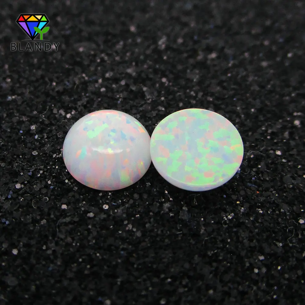 Free Shipping 2.0mm~6.0mm Round Cabochon Flat Back OP17 White Fire Opal Synthetic Stone For DIY Jewelry