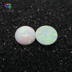 Free Shipping 2.0mm~6.0mm Round Cabochon Flat Back OP17 White Fire Opal Synthetic Stone For DIY Jewelry