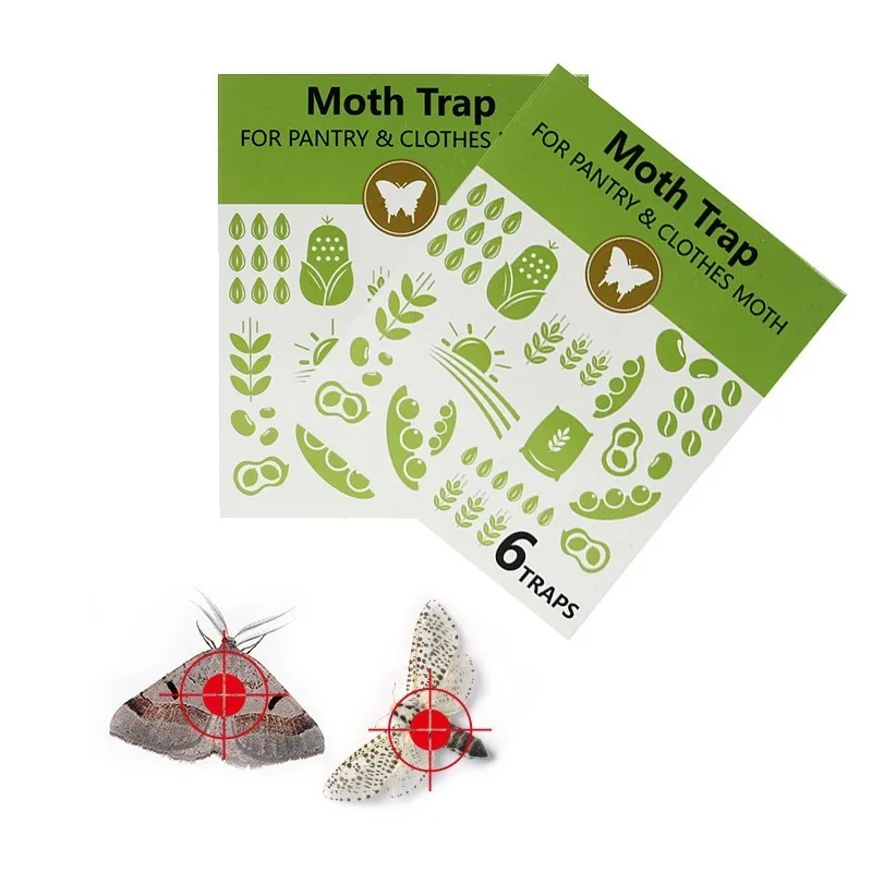 12pcs/lot Cloth/Pantry Moth Trap Pheromone Killer Paste Mole Repeller Pest Reject Fly Trap Insects Family Factory Restaurant Use