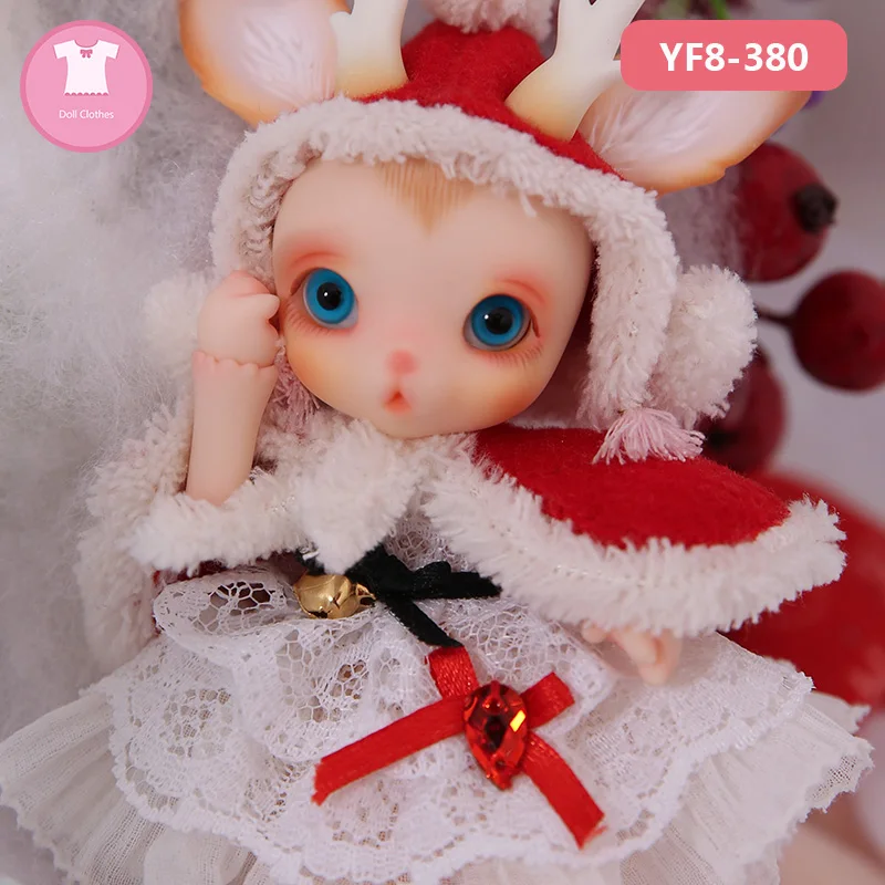 BJD Clothes 1/8 Doll Body Cute Mini Dress Suit Beautiful Girl Christmas Deer Outfit Doll Accessories   luodoll