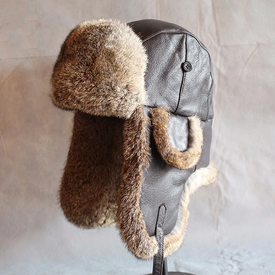 

Leather And Fur Hat Male Ma'am Tide Cap Winter Thickening Genuine Leather Earmuffs Keep Warm Quinquagenarian Cotton-padded Cap