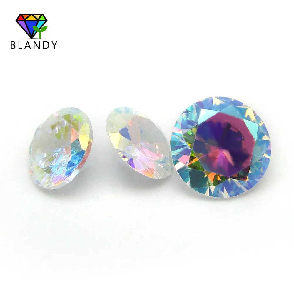 1.0~10mm AB Colors Cubic Zirconia Stone Round Cut Mix-Color Loose CZ Stone Synthetic Gems For DIY Jewelry