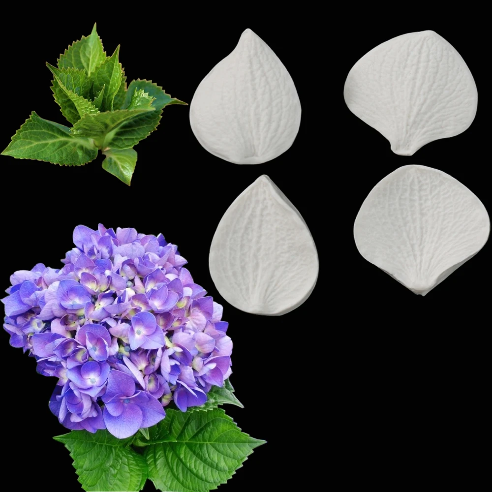 2 styles Hydrangea Leaves Veiners Silicone Molds Fondant Sugarcraft Gumpaste Earring Clay Water Paper Cake Decorating Tool M2150