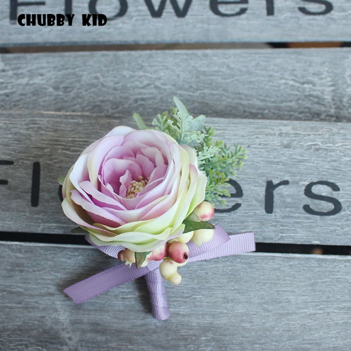 5pcs/lot! wholesale Hi-Q Artificial rose flower groom corsages wedding Boutonnieres Bridesmaid hand flower wedding wrist flowers