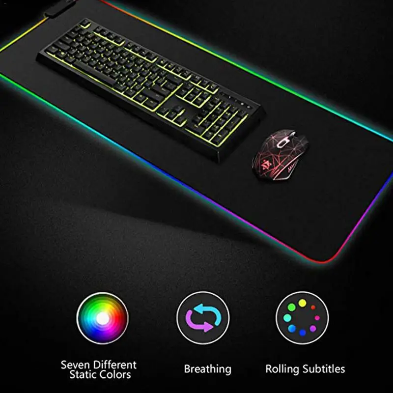 Gaming Mouse Pad Computer Mousepad RGB Large Mouse Pad PU Non-slip XL Mouse Carpet Big Mause Pad PC Desk Play Mat with LED Light