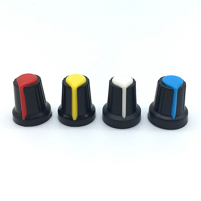 10pcs/lot Potentiometer Encoder Band switch Plastic Knob Cap 15 x 17mm Plum Shaft Type Red Blue White Yellow