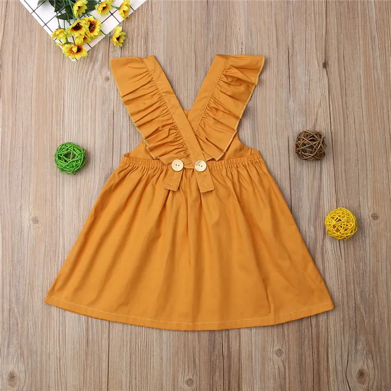 Emmababy Fashion Summer Cute Newborn Baby Kids Girls Overalls Dress Leisure Solid Color Toddler Dresses Clothes Dropship